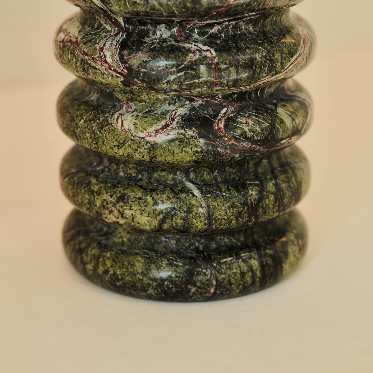 Varella - Large Green Marble Ribbed Decorative Vase 25cm
