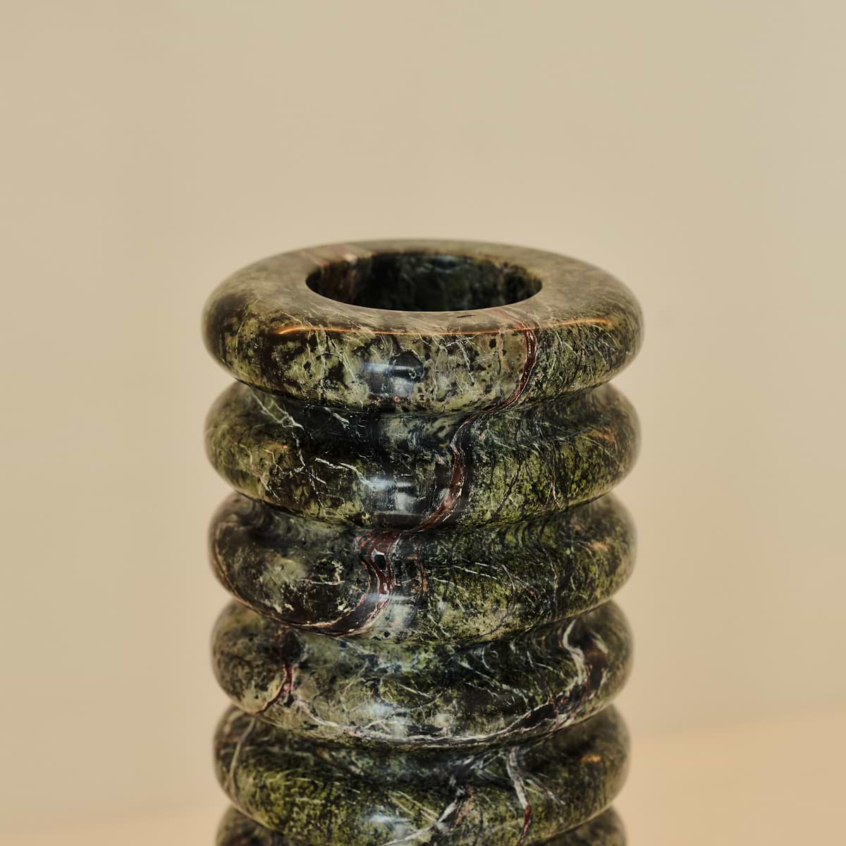 Varella - Large Green Marble Ribbed Decorative Vase 25cm