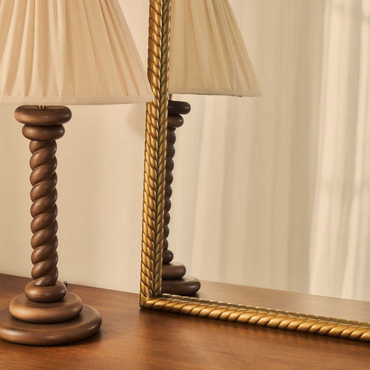 Corra - Gold Rope Twist Metal Overmantle Mirror 90cm x 60cm