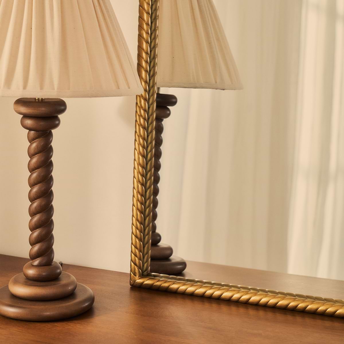 Corra - Gold Rope Twist Metal Overmantle Mirror 90cm x 60cm