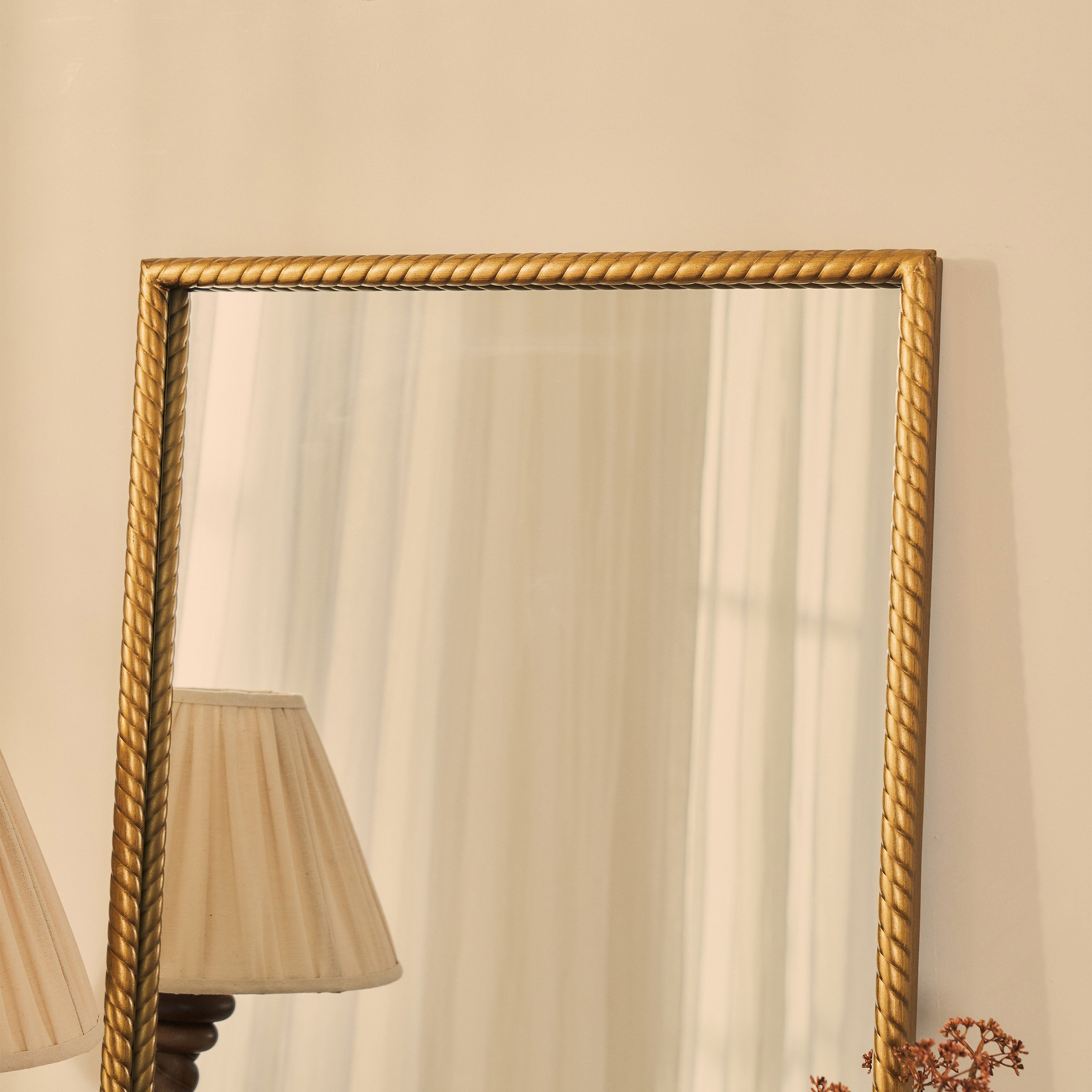Corra - Gold Rope Twist Metal Overmantle Mirror 90cm x 60cm