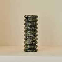 Varella - Large Green Marble Ribbed Decorative Vase 25cm