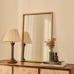 Corra - Gold Rope Twist Metal Overmantle Mirror 90cm x 60cm