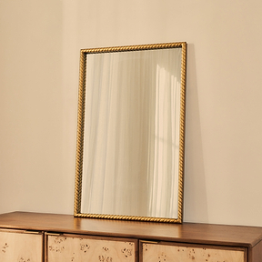 Corra - Gold Rope Twist Metal Overmantle Mirror 90cm x 60cm