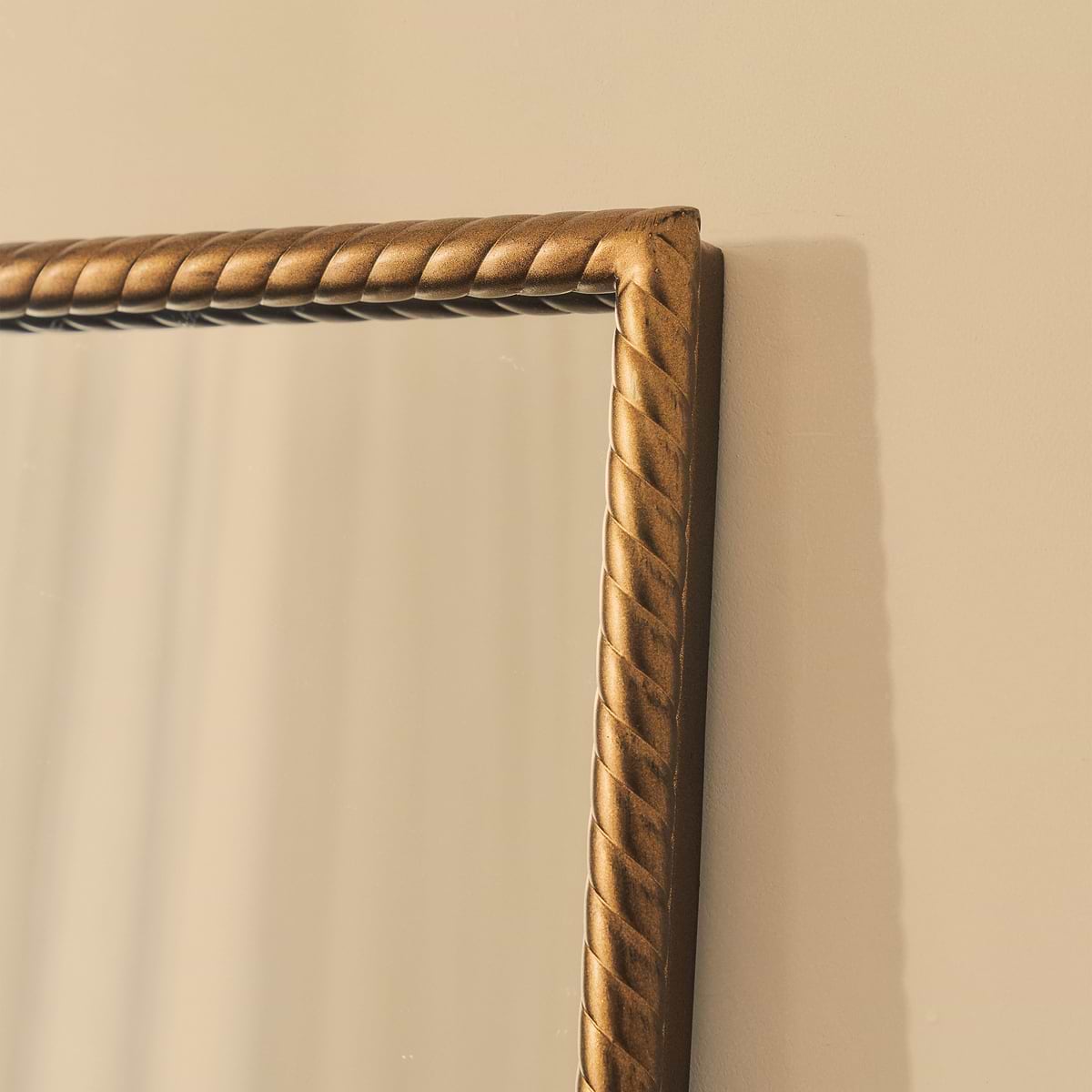 Corra - Antique Bronze Rope Twist Metal Overmantle Mirror 90cm x 60cm