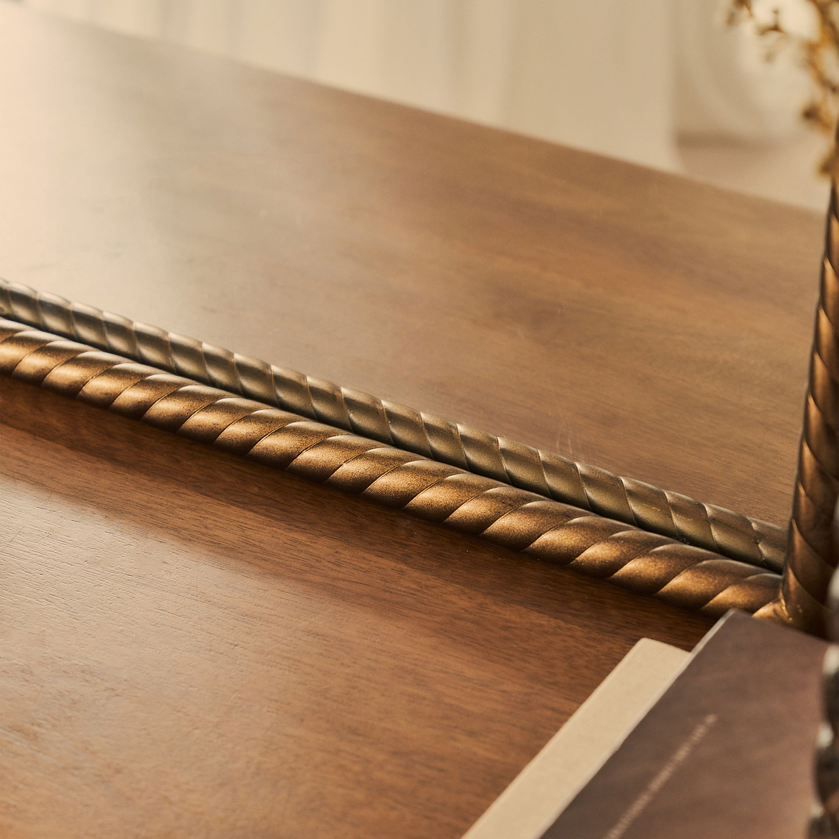 Corra - Antique Bronze Rope Twist Metal Overmantle Mirror 90cm x 60cm