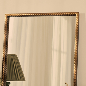 Corra - Antique Bronze Rope Twist Metal Overmantle Mirror 90cm x 60cm