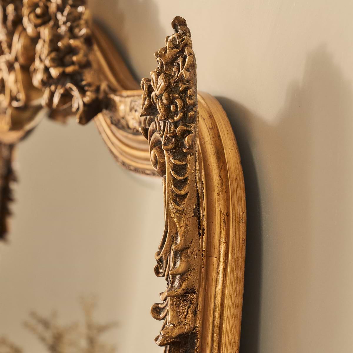 Francesca - Gold Arched Ornate Overmantle Wall Mirror 109cm x 100cm