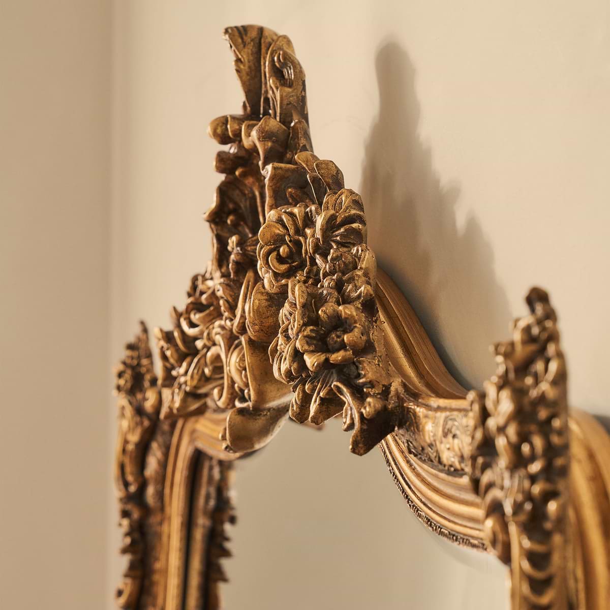 Francesca - Gold Arched Ornate Overmantle Wall Mirror 109cm x 100cm