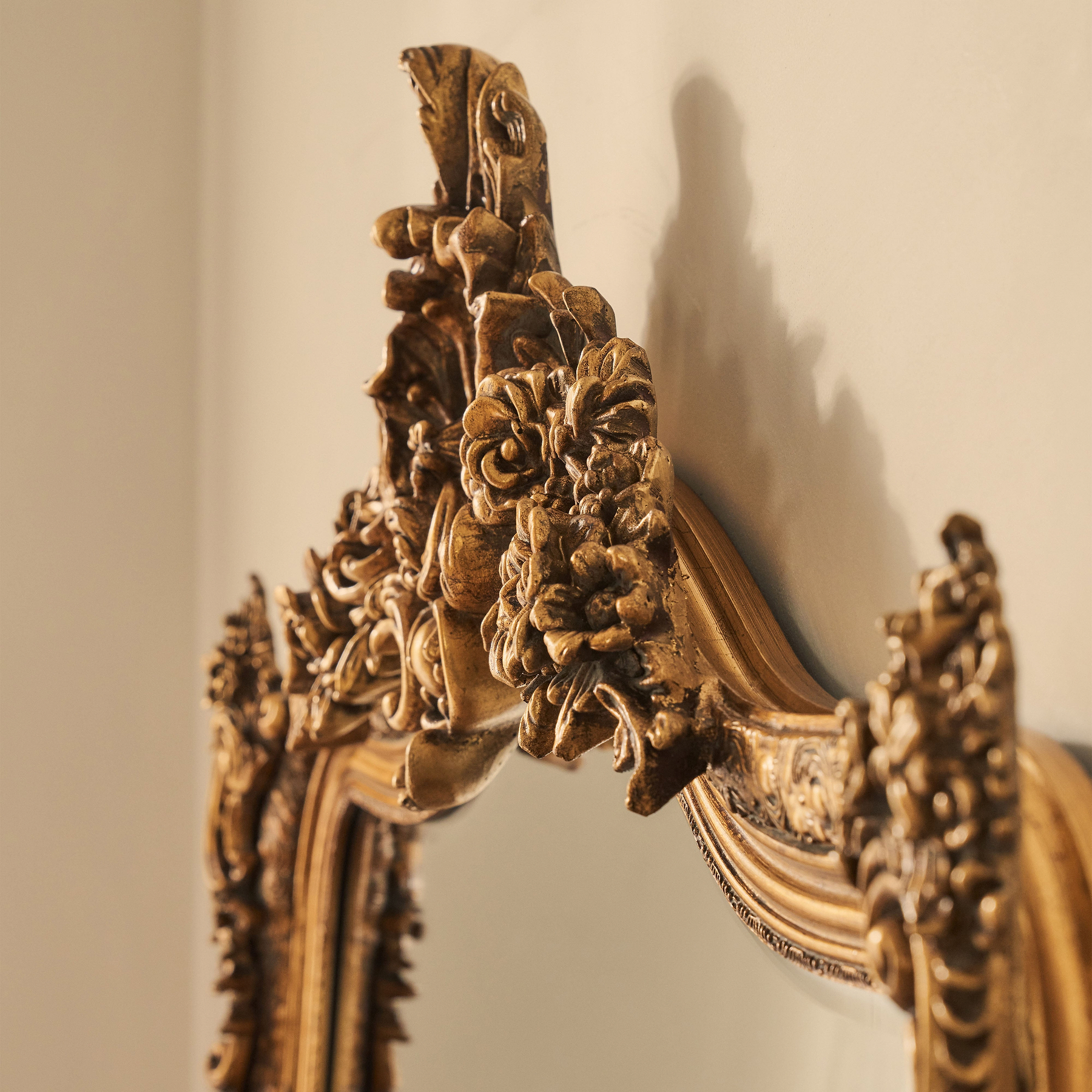 Francesca - Gold Arched Ornate Overmantle Wall Mirror 109cm x 100cm