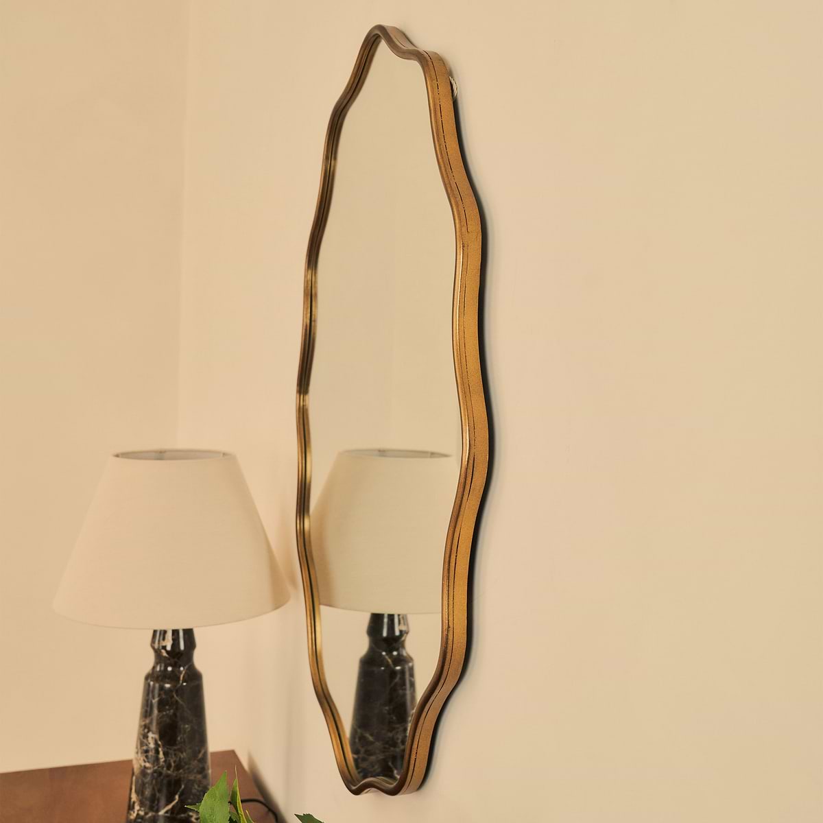 Sabrina - Antique Bronze Wavy Oval Metal Wall Mirror 100cm x 70cm