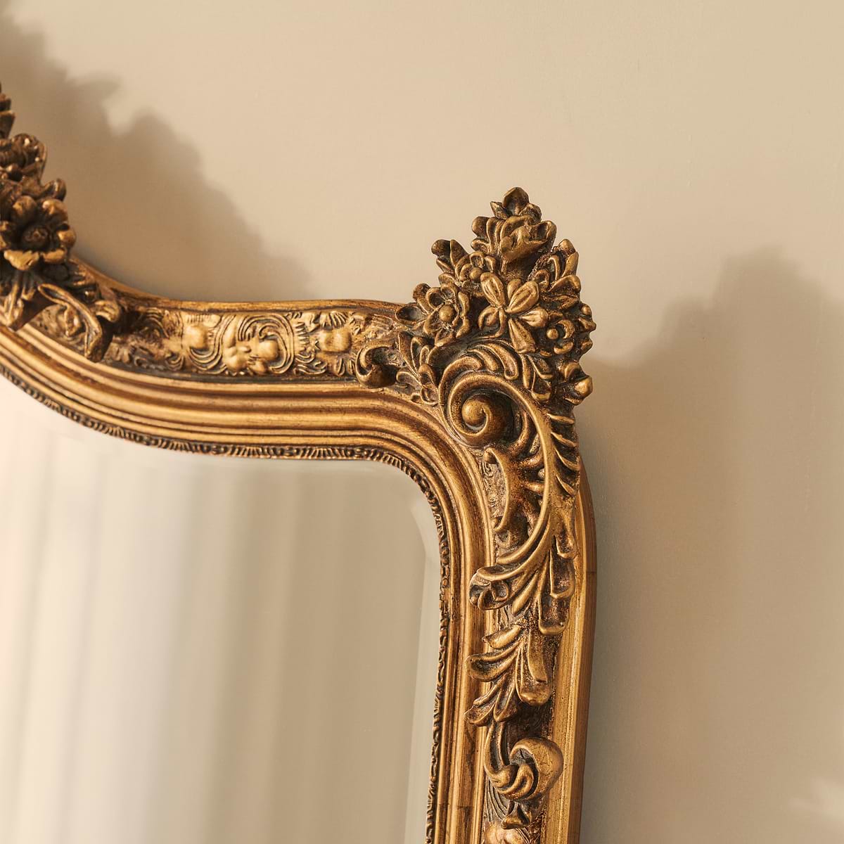 Francesca - Gold Arched Ornate Overmantle Wall Mirror 109cm x 100cm