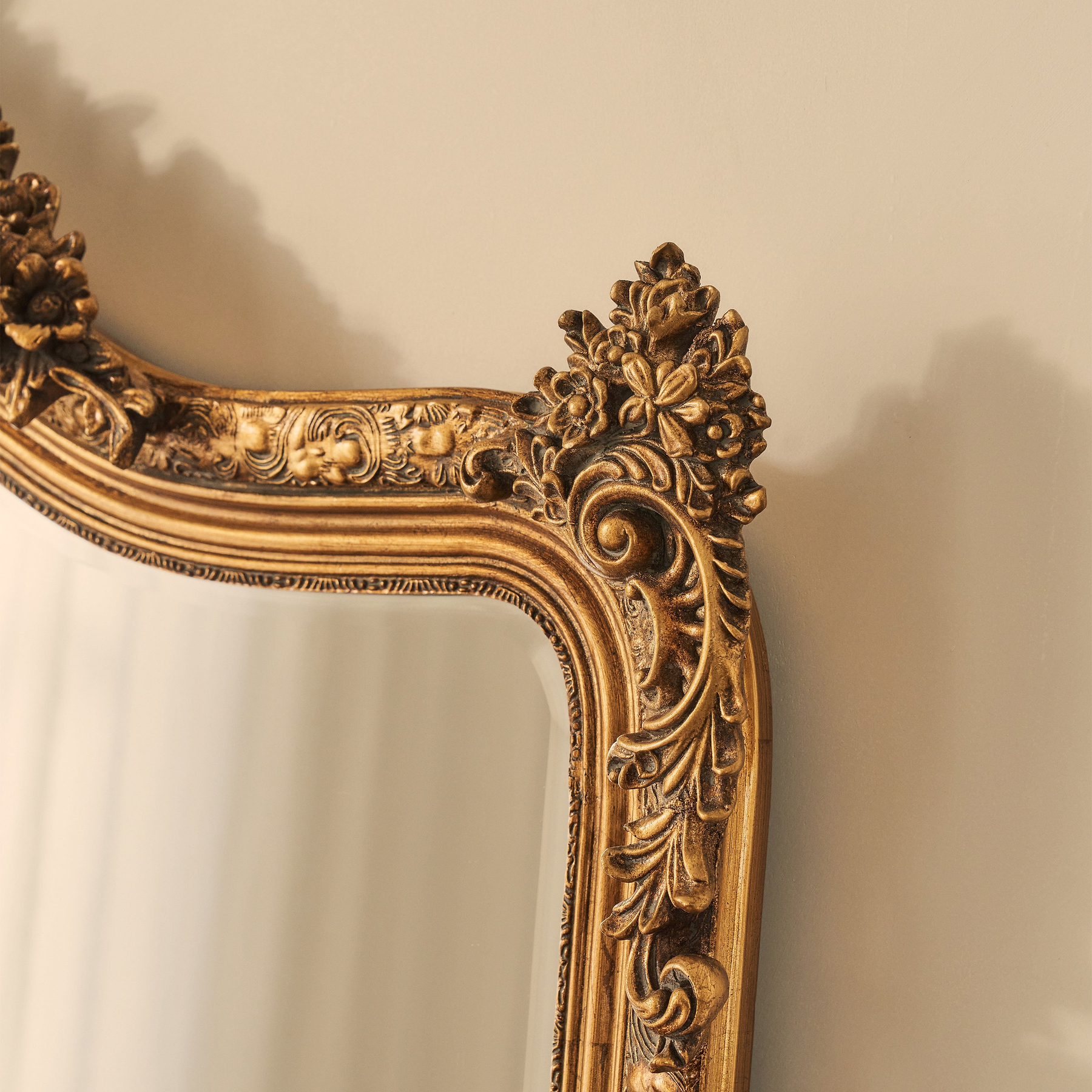 Francesca - Gold Arched Ornate Overmantle Wall Mirror 109cm x 100cm