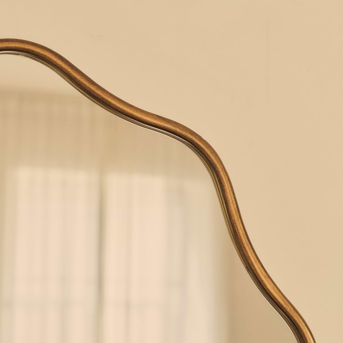 Sabrina - Antique Bronze Wavy Oval Metal Wall Mirror 100cm x 70cm