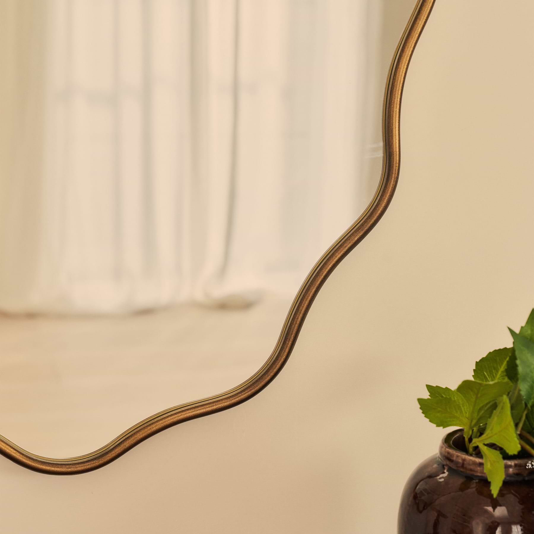 Sabrina - Antique Bronze Wavy Oval Metal Wall Mirror 100cm x 70cm