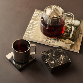 Marbelle - Dark Emperador Marble Coasters Set of 4 Square