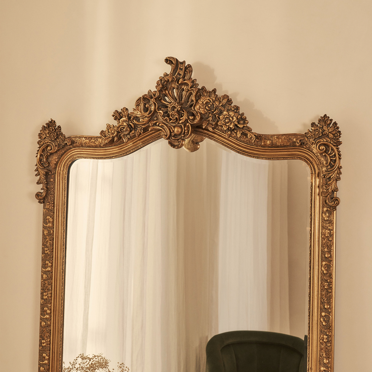 Francesca - Gold Arched Ornate Full Length Mirror 185cm x 100cm