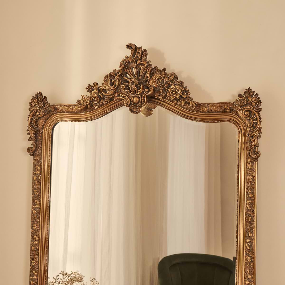 Francesca - Gold Arched Ornate Full Length Mirror 185cm x 100cm