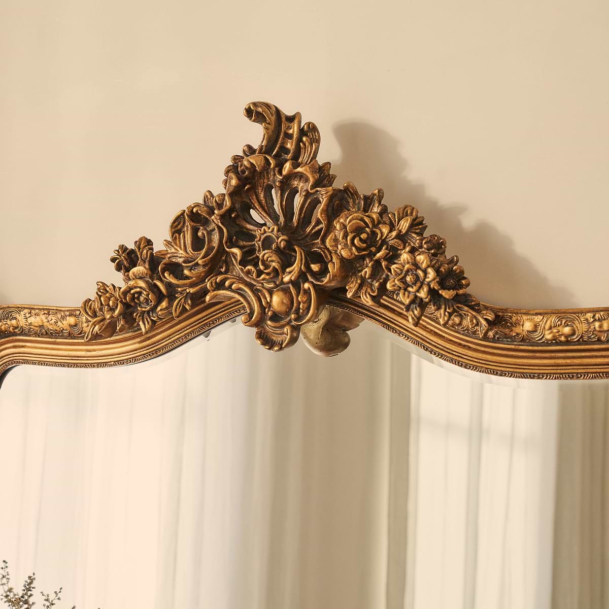 Francesca - Gold Arched Ornate Overmantle Wall Mirror 109cm x 100cm