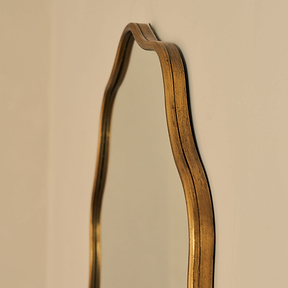 Sabrina - Gold Wavy Oval Metal Wall Mirror 100cm x 70cm