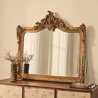 Francesca - Gold Arched Ornate Overmantle Wall Mirror 109cm x 100cm