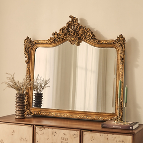 Francesca - Gold Arched Ornate Overmantle Wall Mirror 109cm x 100cm