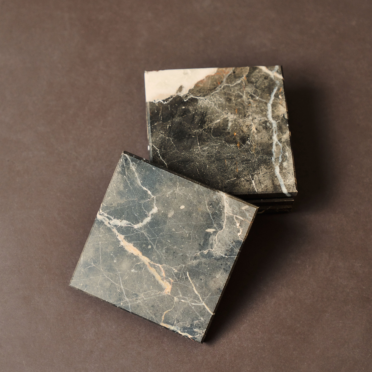 Marbelle - Dark Emperador Marble Coasters Set of 4 Square