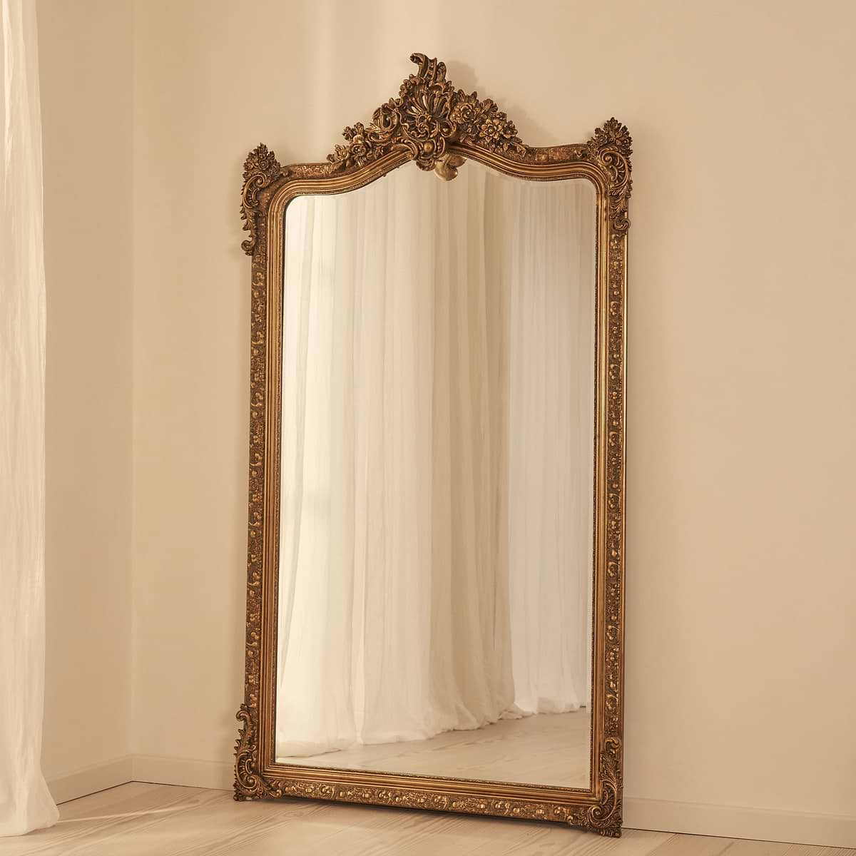 Francesca - Gold Arched Ornate Full Length Mirror 185cm x 100cm