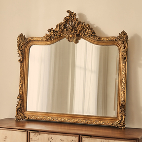 Francesca - Gold Arched Ornate Overmantle Wall Mirror 109cm x 100cm