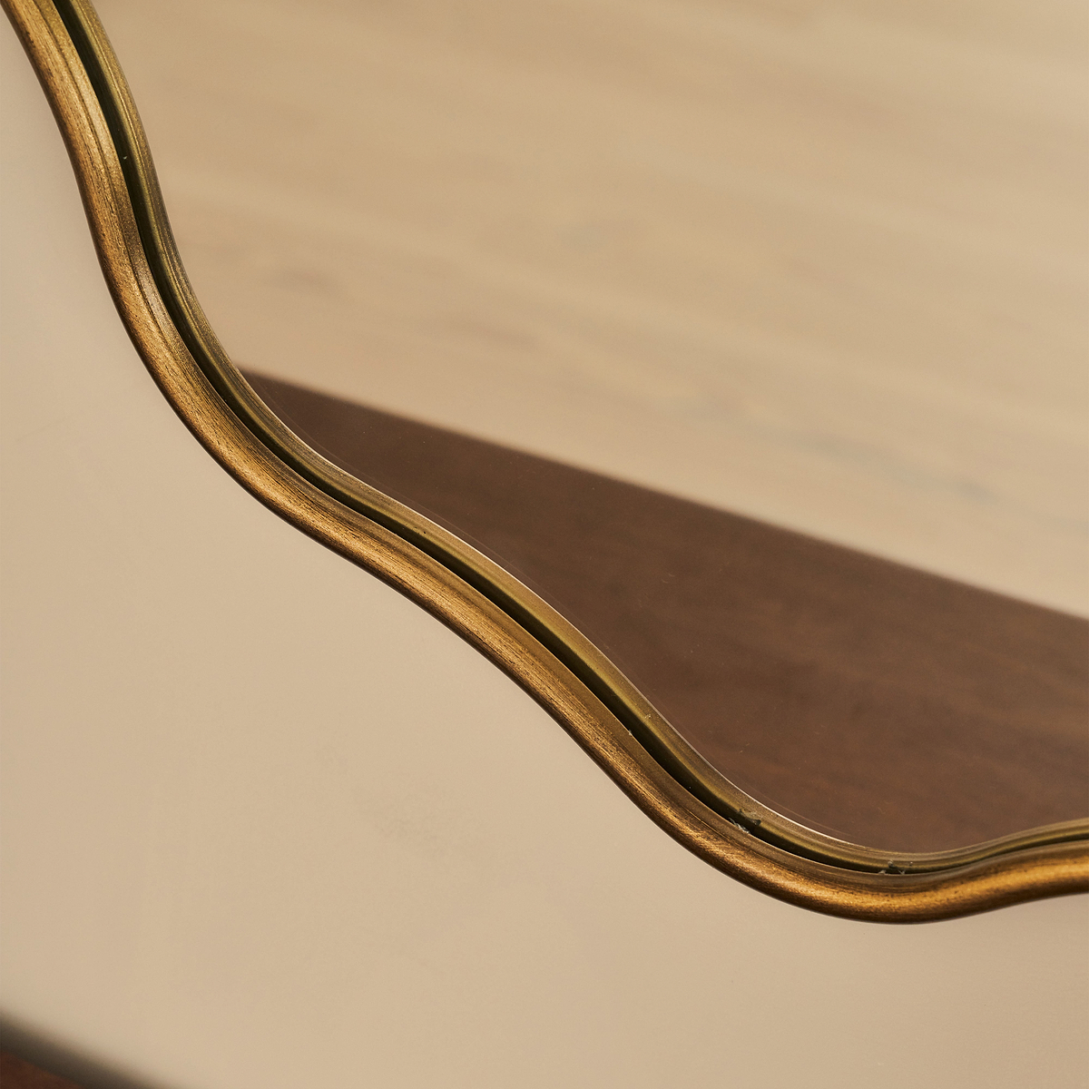 Sabrina - Gold Wavy Oval Metal Wall Mirror 100cm x 70cm