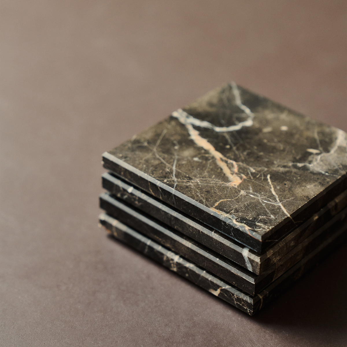 Marbelle - Dark Emperador Marble Coasters Set of 4 Square