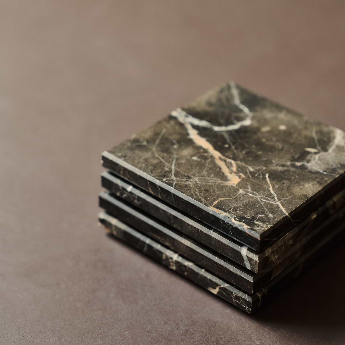 Marbelle - Dark Emperador Marble Coasters Set of 4 Square