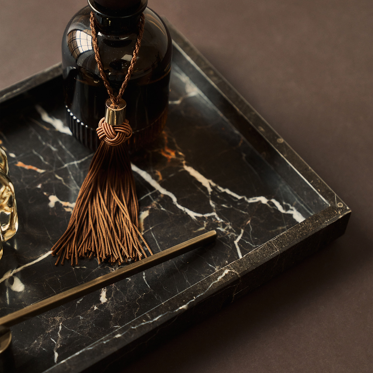 Travara - Dark Emperador Marble Large Rectangular Decorative Tray