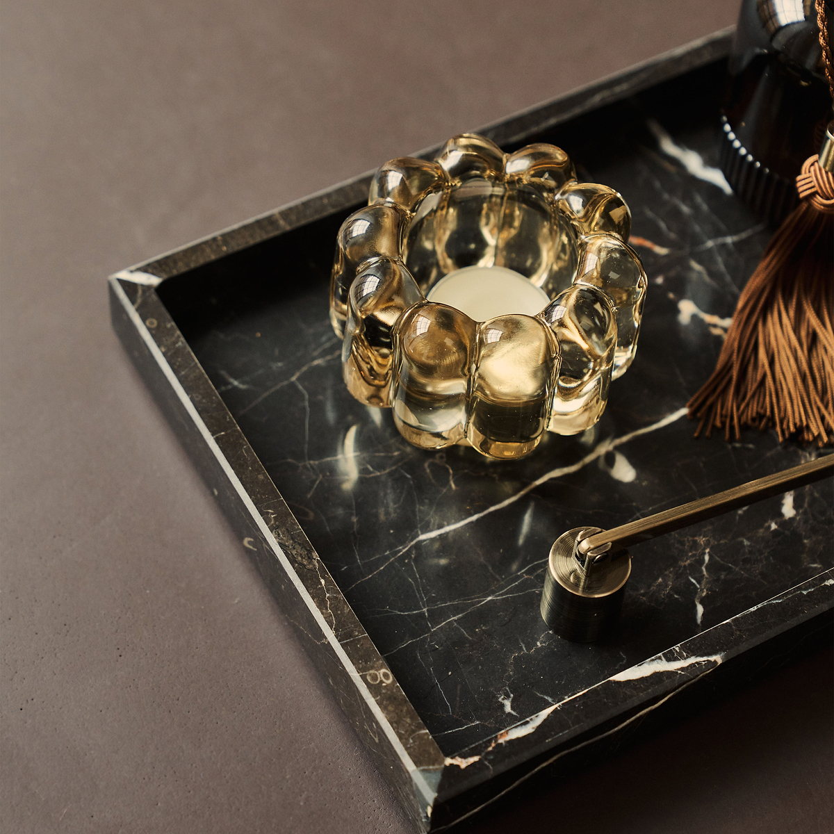 Travara - Dark Emperador Marble Large Rectangular Decorative Tray