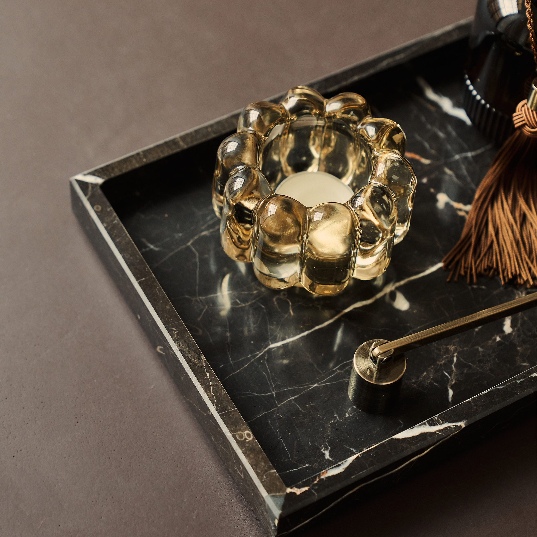 Travara - Dark Emperador Marble Large Rectangular Decorative Tray