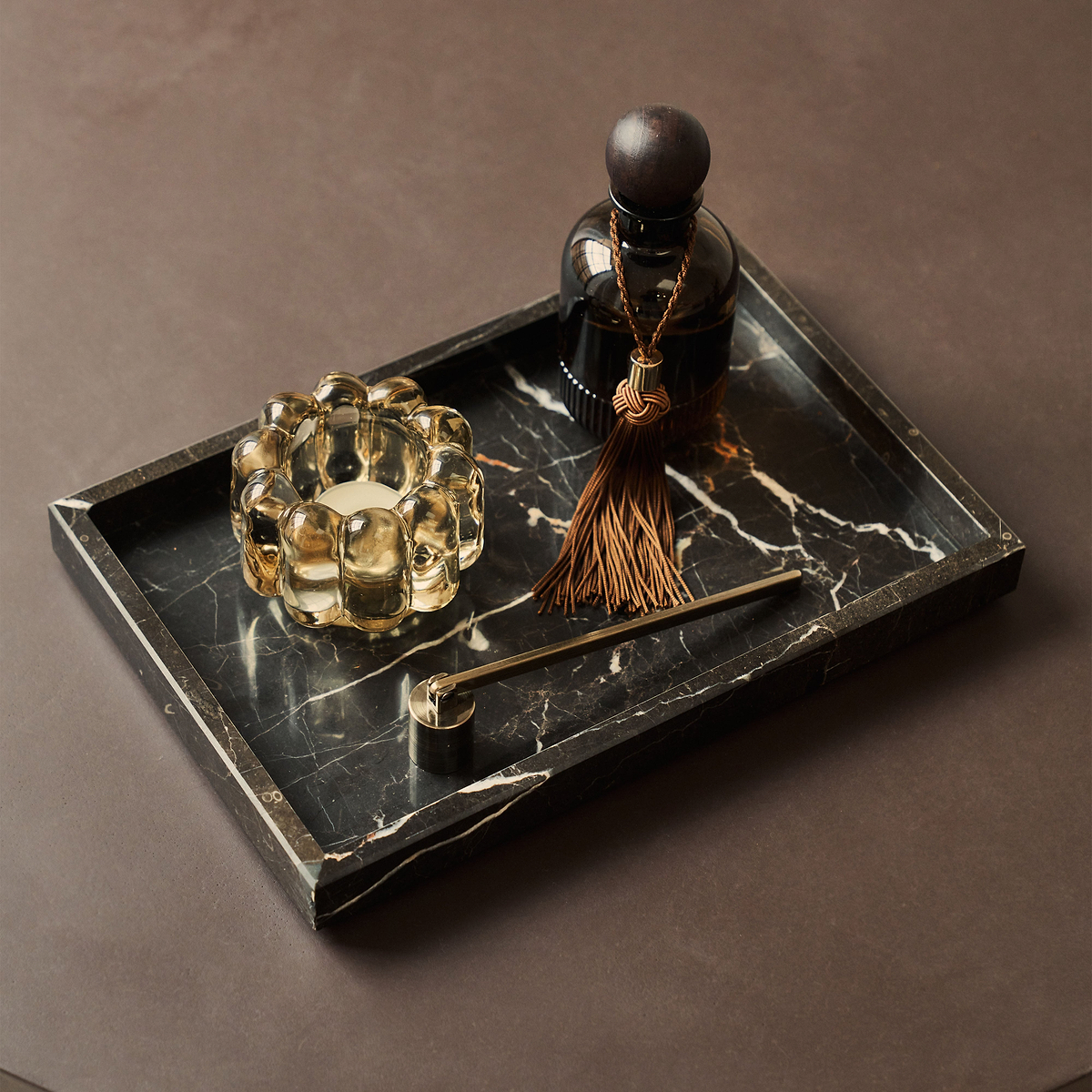 Travara - Dark Emperador Marble Large Rectangular Decorative Tray