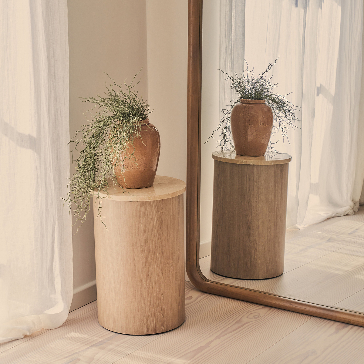 Amora - Extra Large Full Length Arched Warm Wood Mirror 190cm x 100cm