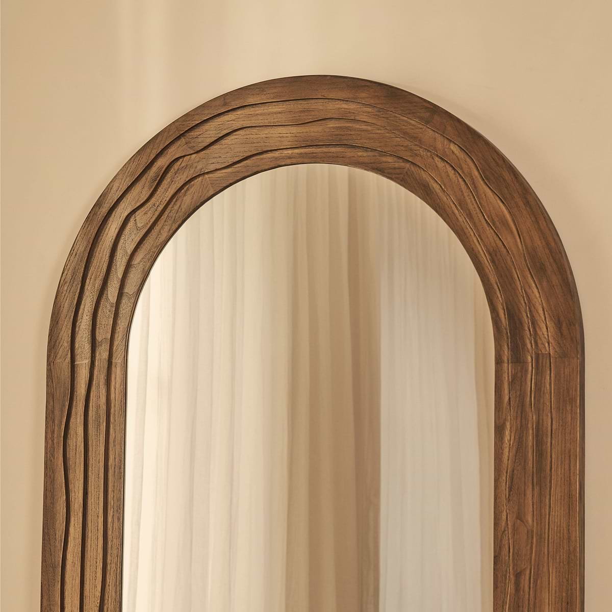 Lucelle - Extra Large Full Length Warm Wood Arched Mirror 200cm x 100cm
