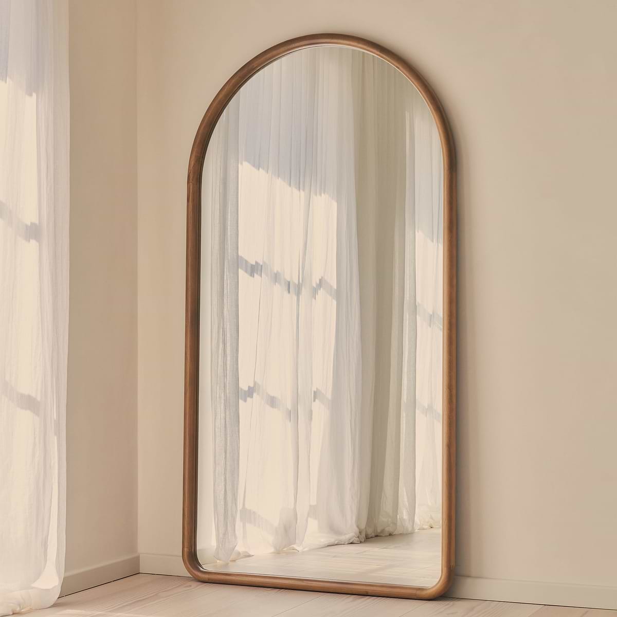 Amora - Full Length Large Arched Warm Wood Mirror 180cm x 90cm