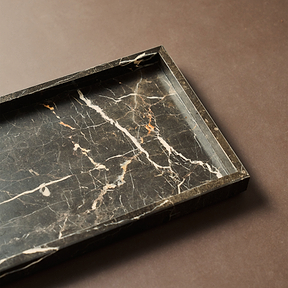 Travara - Dark Emperador Marble Large Rectangular Decorative Tray