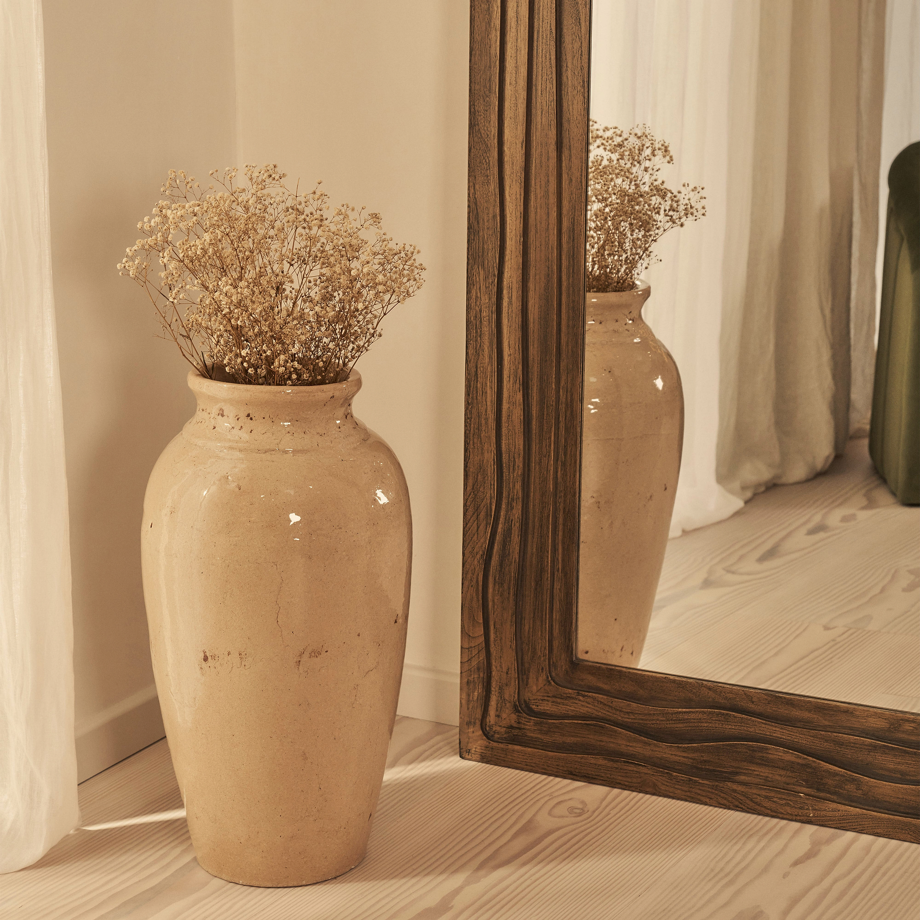 Lucelle - Extra Large Full Length Warm Wood Arched Mirror 200cm x 100cm