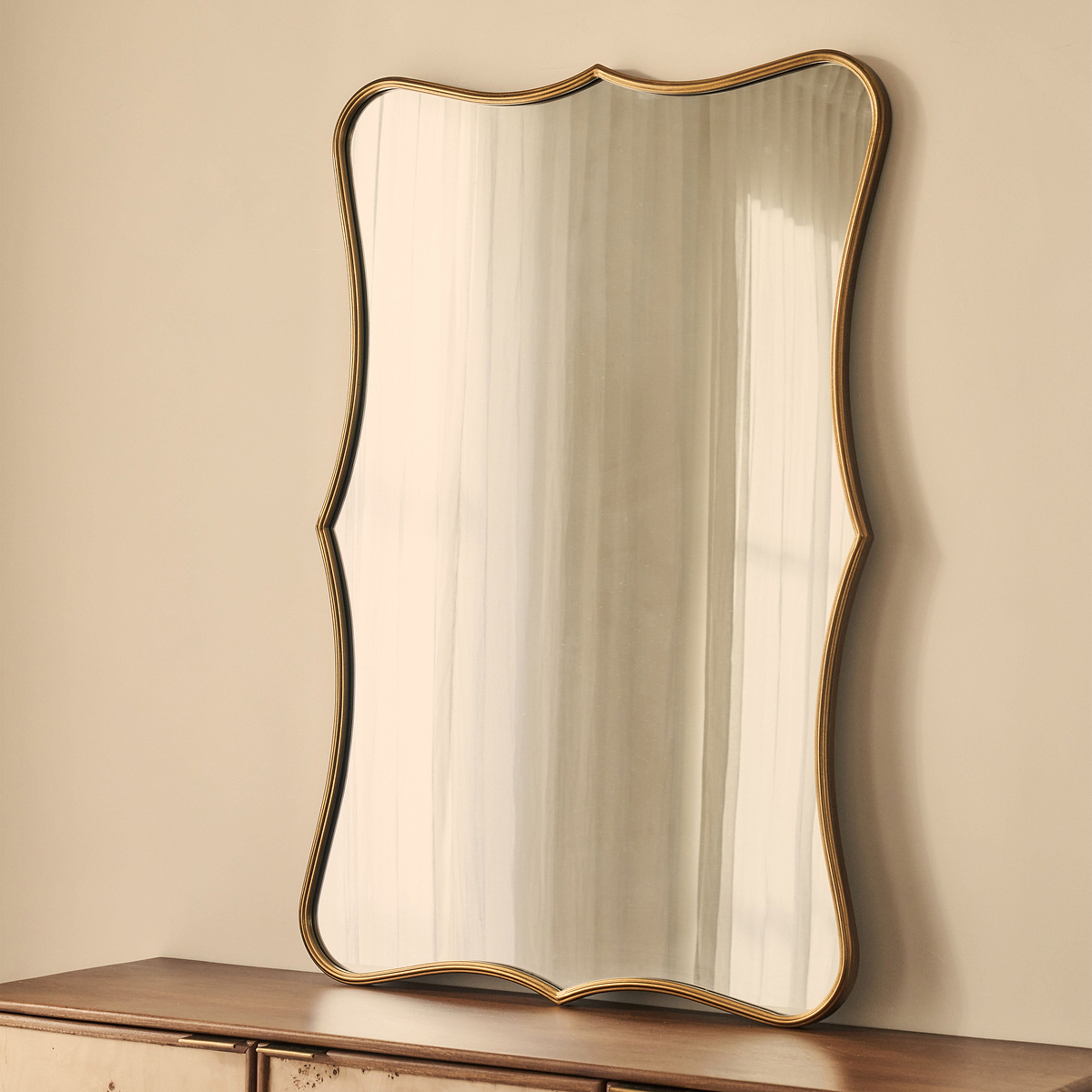 Elise - Gold Art Deco Metal Overmantle Mirror 120cm x 80cm