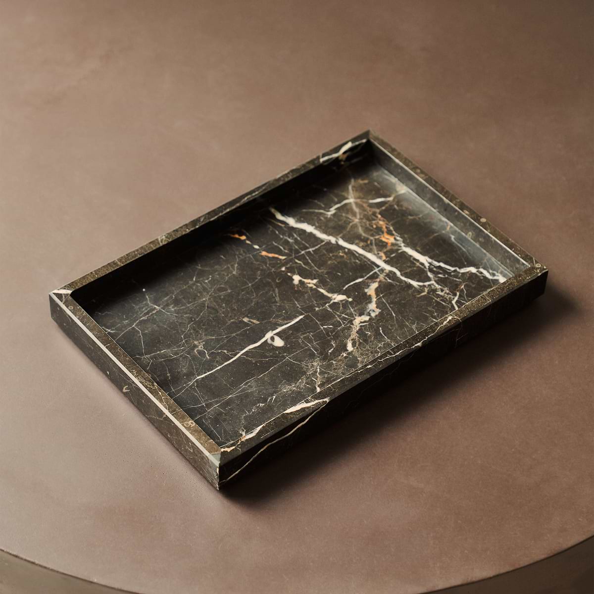 Travara - Dark Emperador Marble Large Rectangular Decorative Tray
