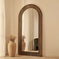 Lucelle - Extra Large Full Length Warm Wood Arched Mirror 200cm x 100cm