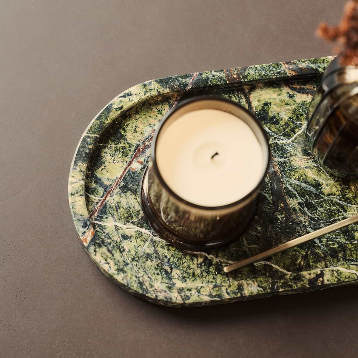 Travara - Green Marble Oval Decorative Tray