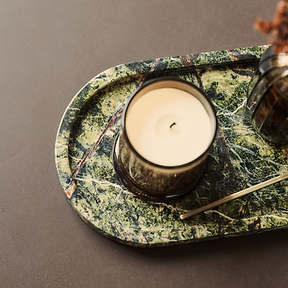 Travara - Green Marble Oval Decorative Tray
