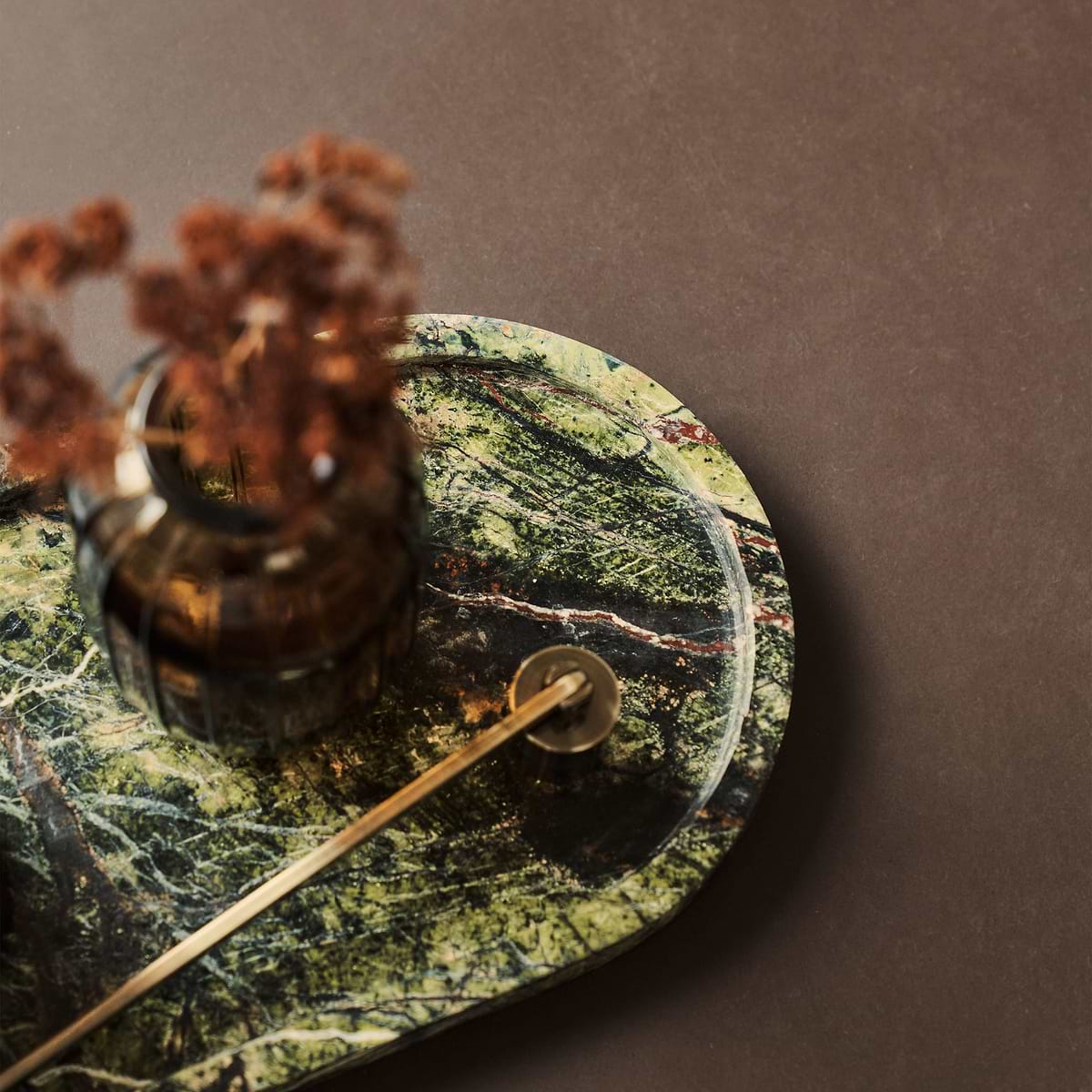 Travara - Green Marble Oval Decorative Tray