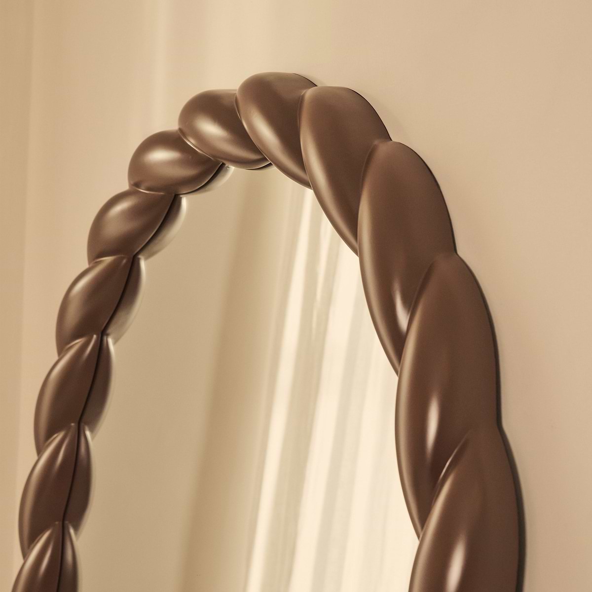 Ophelia - Full Length Arched Rope Twist Chocolate Gloss Extra Large Mirror 180cm x 105cm