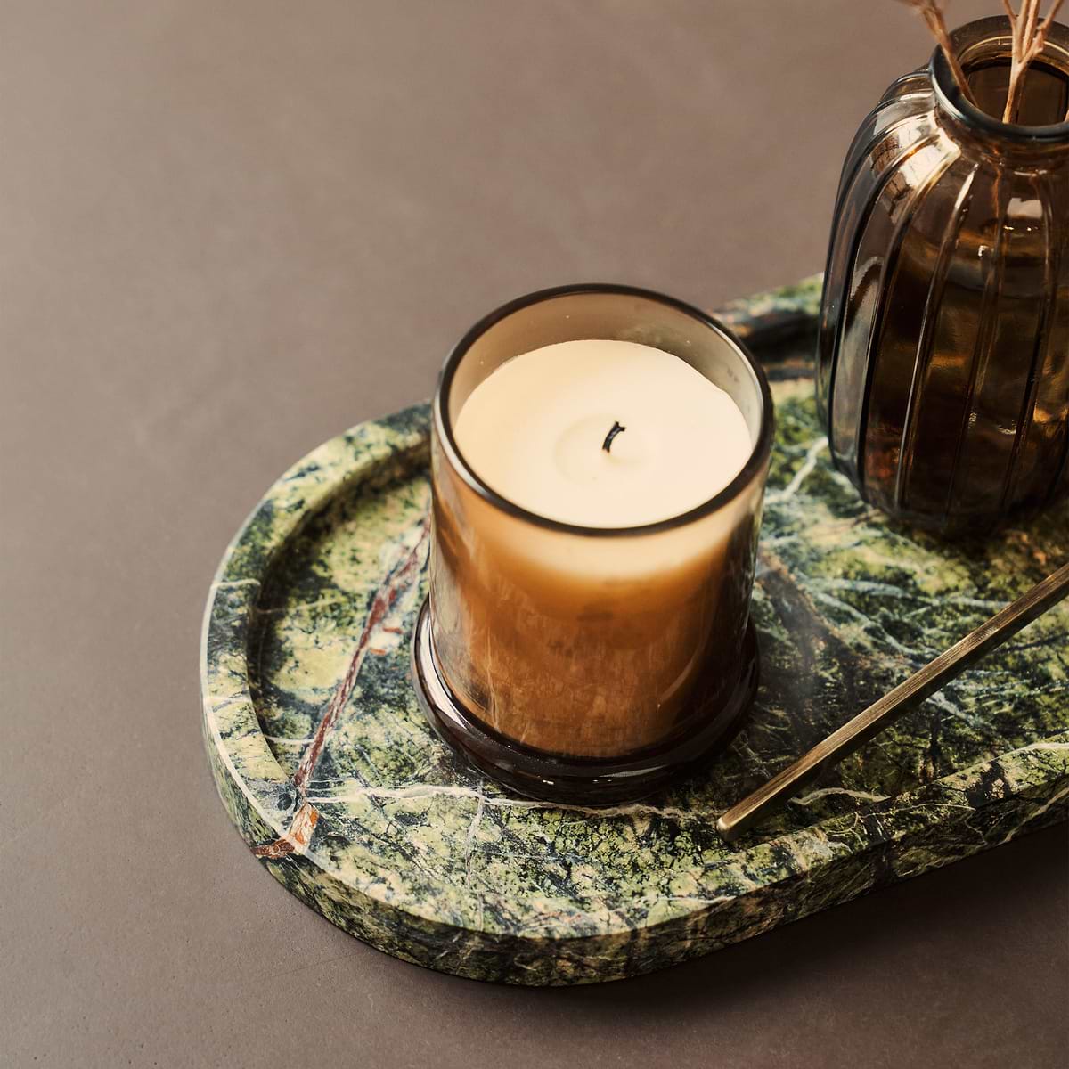 Travara - Green Marble Oval Decorative Tray