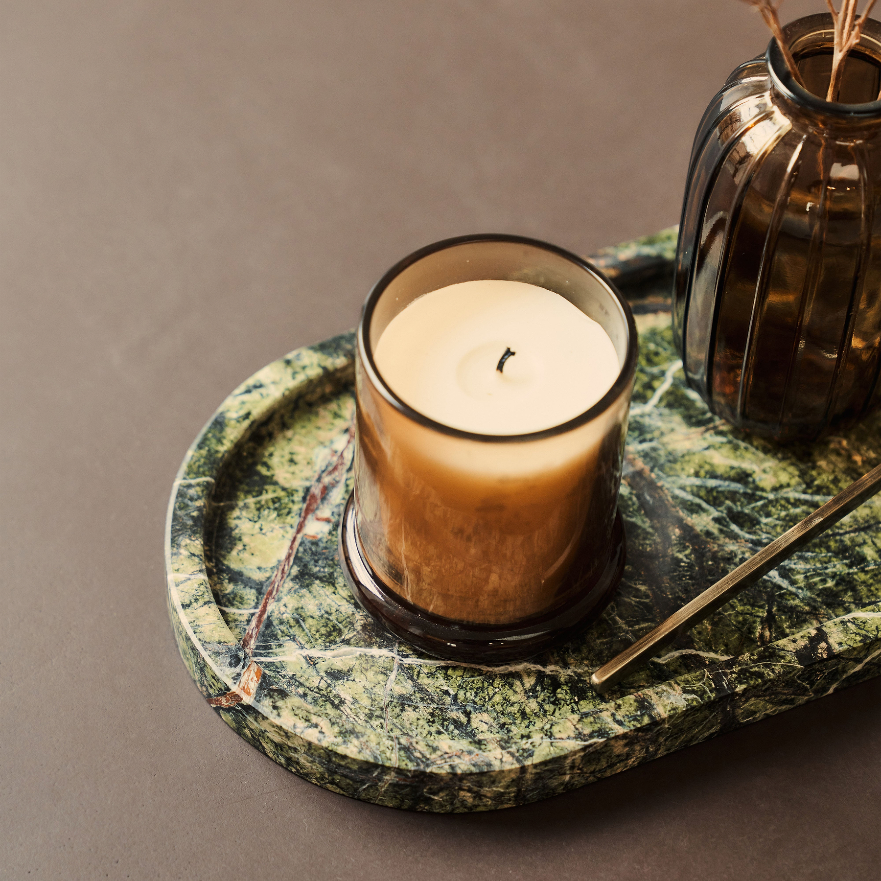 Travara - Green Marble Oval Decorative Tray